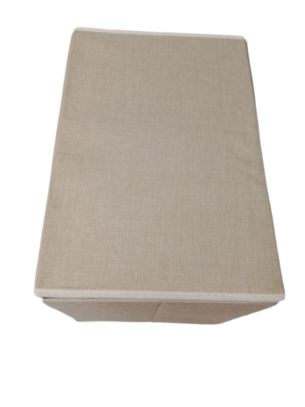 Foldable Storage Box with Lid – Beige Fabric Organizer for Home & Closet