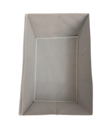 Rectangular gray fabric box on a white background