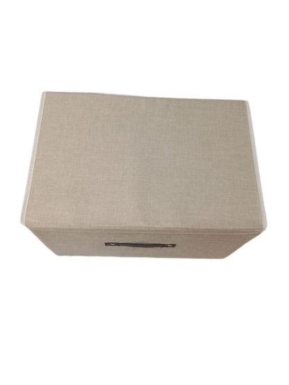 Foldable Storage Box with Lid – Beige Fabric Organizer for Home & Closet