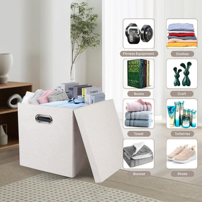 White storage cube with various items on a shelf in a room setting