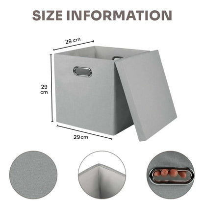 11-inch grey collapsible storage box, demonstrating ideal dimensions for folding boxes storage.