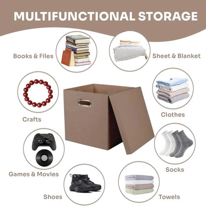 Multifunctional brown foldable box: ideal for clothes, shoes, socks, books, crafts. Collapsible box.