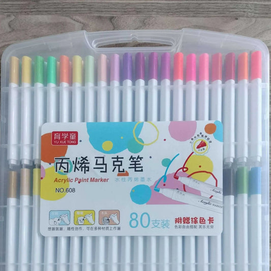 80-piece acrylic marker set by YU XUE TONG. Vibrant acrylic paint markers for art projects.