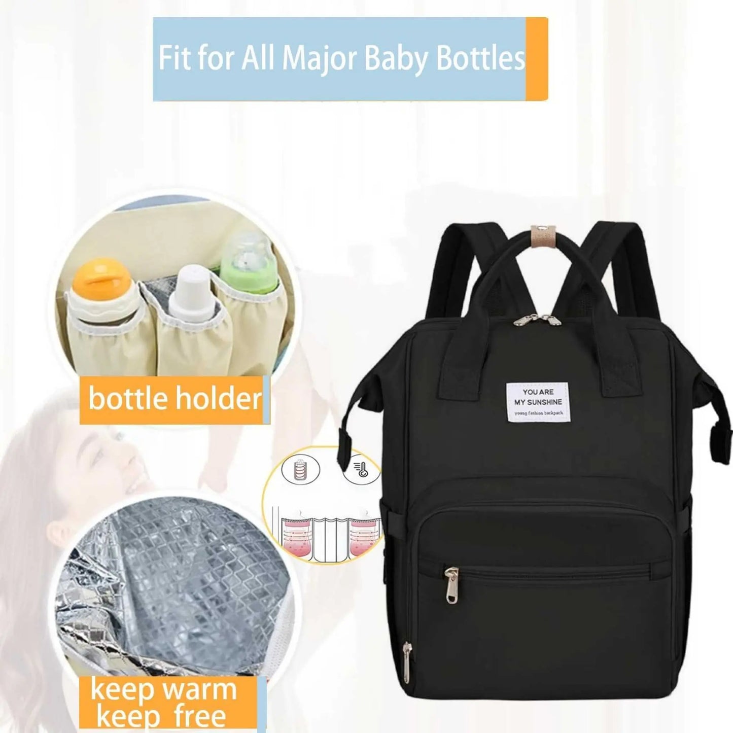Best diaper bag backpack with insulated pockets, showing storage and bottle compartments for a travel diaper bag.