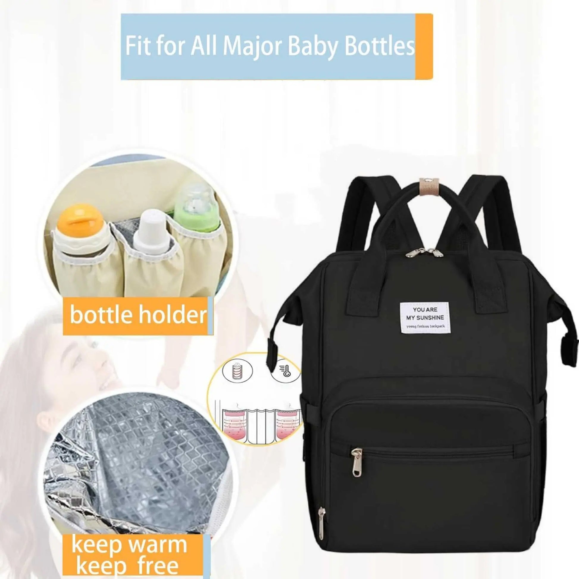Best diaper bag backpack with insulated pockets, showing storage and bottle compartments for a travel diaper bag.
