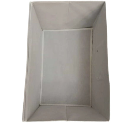 Interior of beige foldable storage boxes, showing reinforced walls for collapsible box storage.