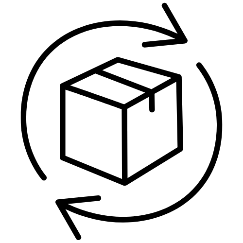 Icon of a box with arrows indicating rotation or packaging.