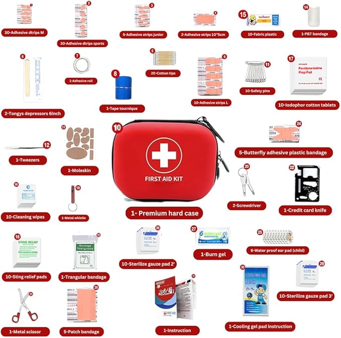 Compact First Aid Kit - Essential 200-Piece Medical Supplies for Car & Outdoor
