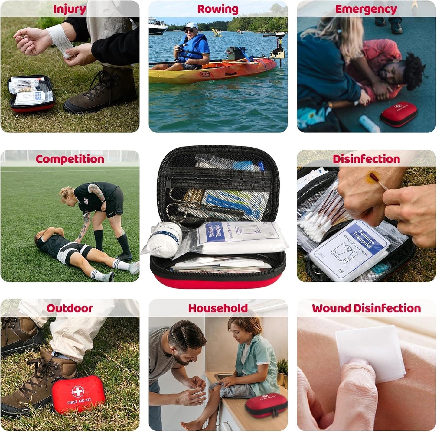 Compact First Aid Kit - Essential 200-Piece Medical Supplies for Car & Outdoor